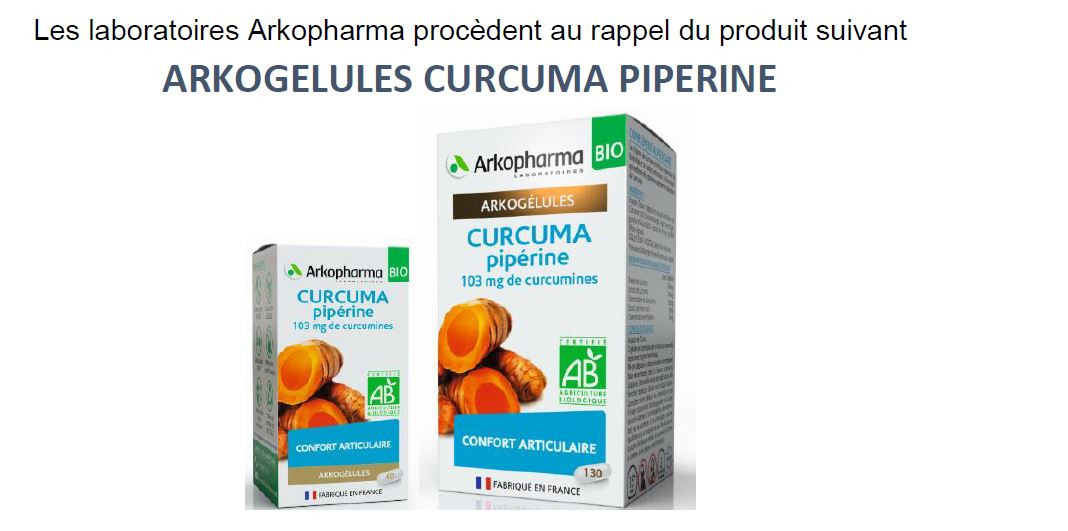 Arkogelules curcuma-piperine bio Arkopharma : photo du produit rappelé le 24/06/2021