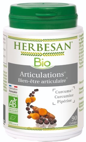 Articulations curcuma curcumine piperine bio 90 gélules Herbesan : photo du produit rappelé le 19/07/2021