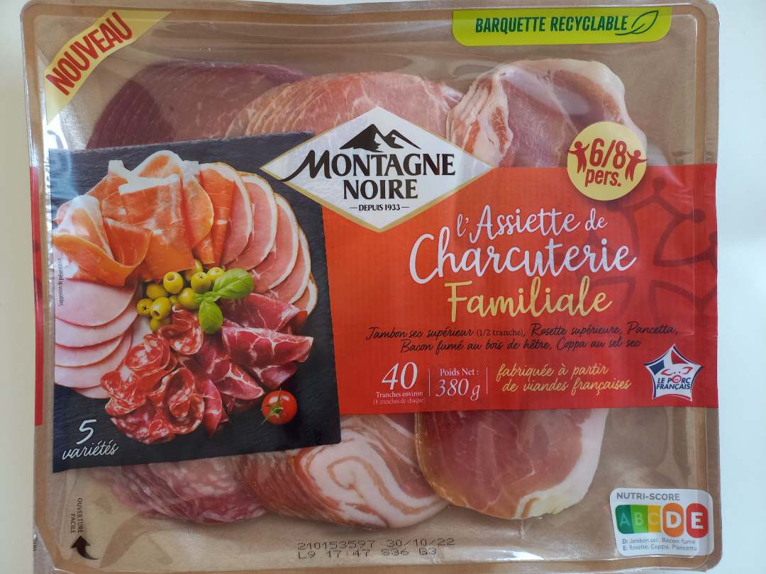 Assiette de charcuterie familiale - jambon sec supérieur Montagne Noire : photo du produit rappelé le 08/09/2022