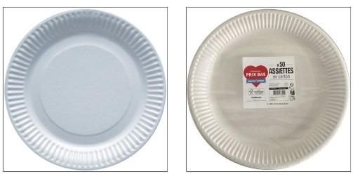Assiette en carton Prix Bas : photo du produit rappelé le 22/09/2025