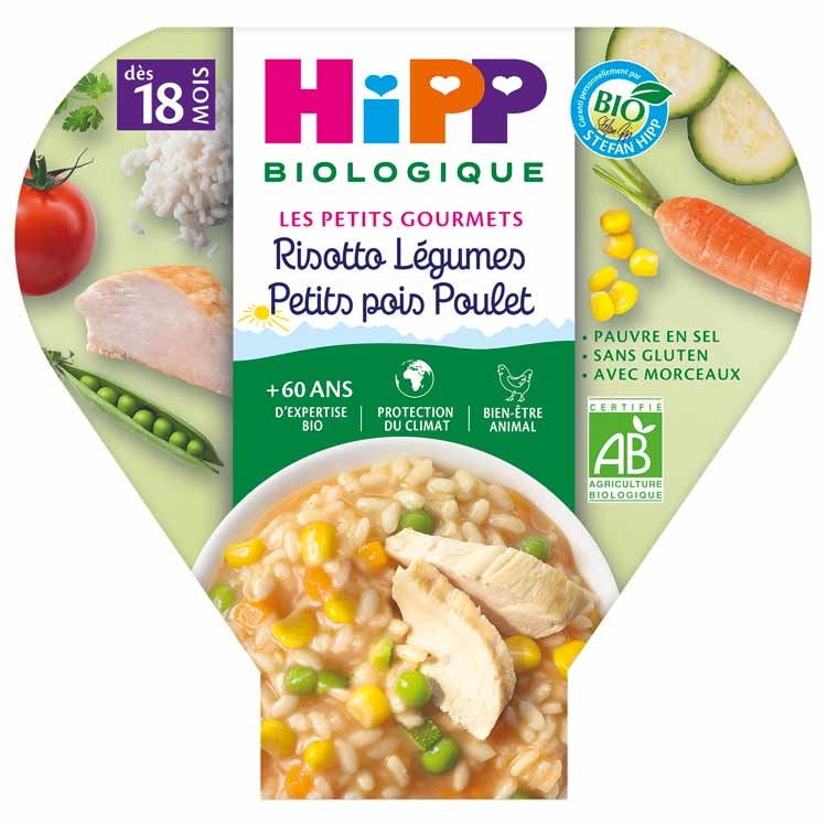Assiette petits gourmets - risotto légumes petits pois Hipp Biologique : photo du produit rappelé le 25/07/2024