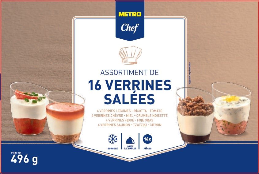 Assortiment de 16 verrines salees Metro Chef : photo du produit rappelé le 12/12/2022
