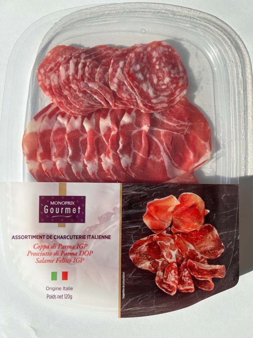 Assortiment de charcuterie italienne 120 g Monoprix gourmet : photo du produit rappelé le 22/11/2022