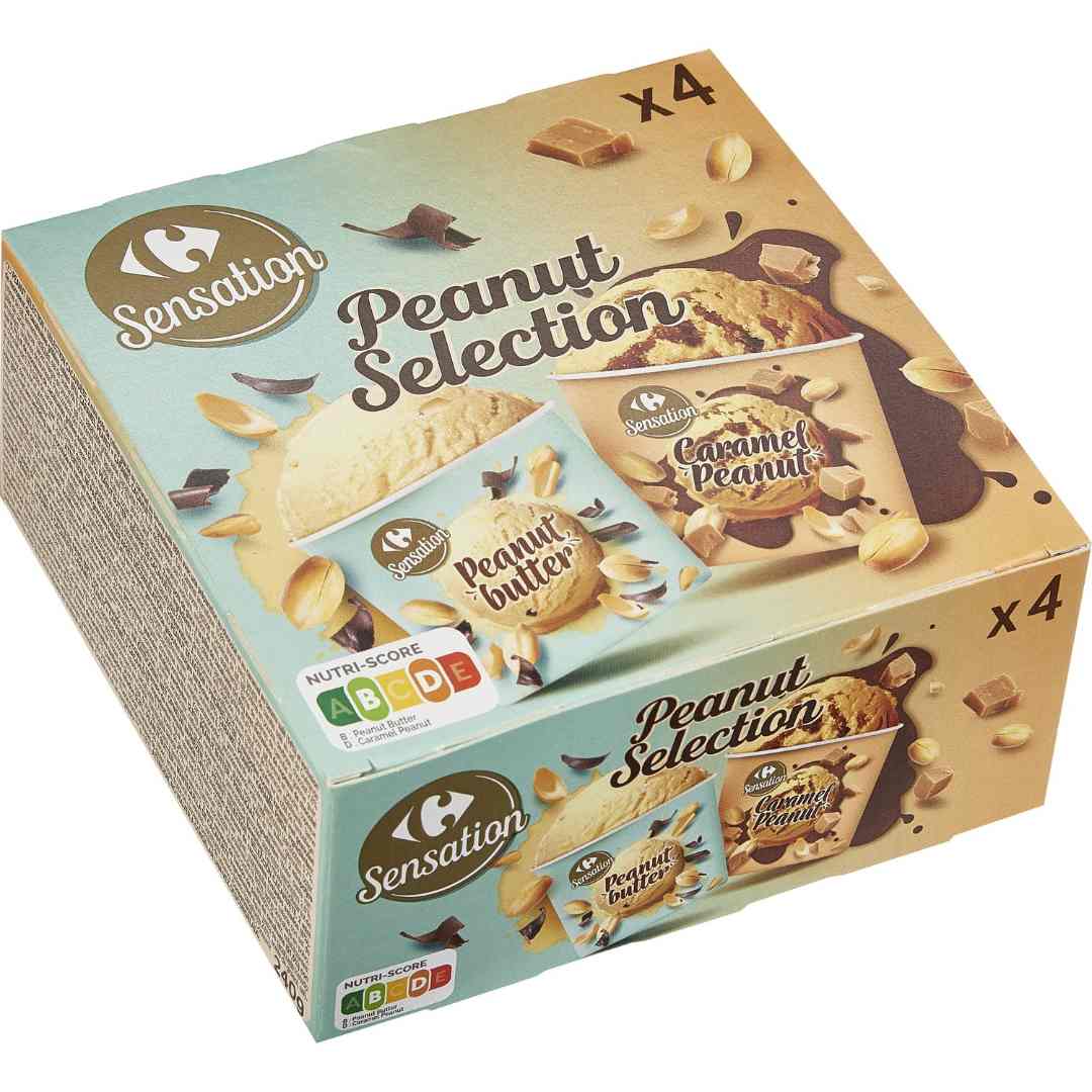 Assortiment mini pots peanut selection _ peanut Carrefour Sensation : photo du produit rappelé le 08/11/2021