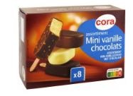 Assortiment mini vanille/chocolats x8 400 ml – 287.5 g Cora : photo du produit rappelé le 15/12/2021