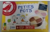 Auchan 12 pots vanille fraise - vanille chocolat : photo du produit rappelé le 03/12/2021