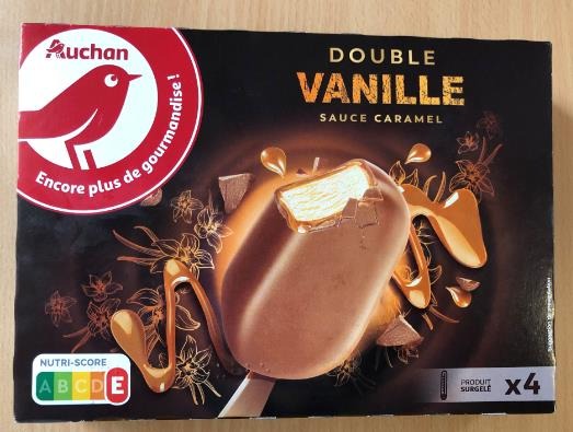 Auchan batonnets double enrobage choco / caramel x4 : photo du produit rappelé le 30/07/2021