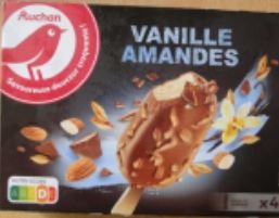 Auchan batonnets vanille amande x4 314g : photo du produit rappelé le 07/07/2021