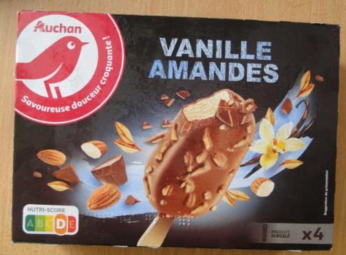 Auchan batonnets vanille amandes x4 : photo 1 sur 2 du produit rappelé le 02/08/2021