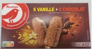 Auchan batonnets x12 6 vanille – 6 chocolat : photo du produit rappelé le 02/08/2021