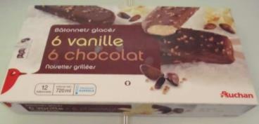 Auchan batonnets x12 6 vanille – 6 chocolat : photo du produit rappelé le 02/08/2021