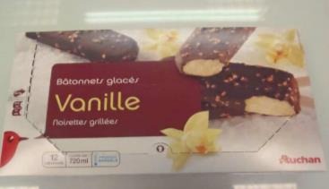 Auchan batonnets x12 vanille : photo du produit rappelé le 02/08/2021