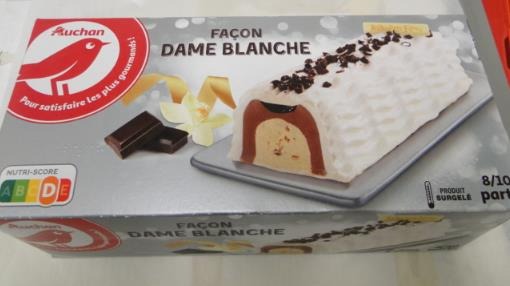 Auchan buche facon dame blanche 533 g : photo du produit rappelé le 02/08/2021