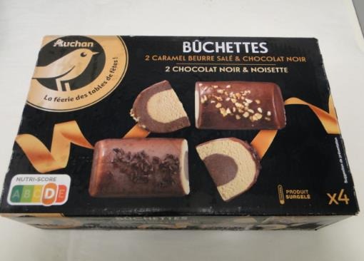 Auchan buchette noisettes choco et chocolat caramel x4 310g : photo du produit rappelé le 30/07/2021