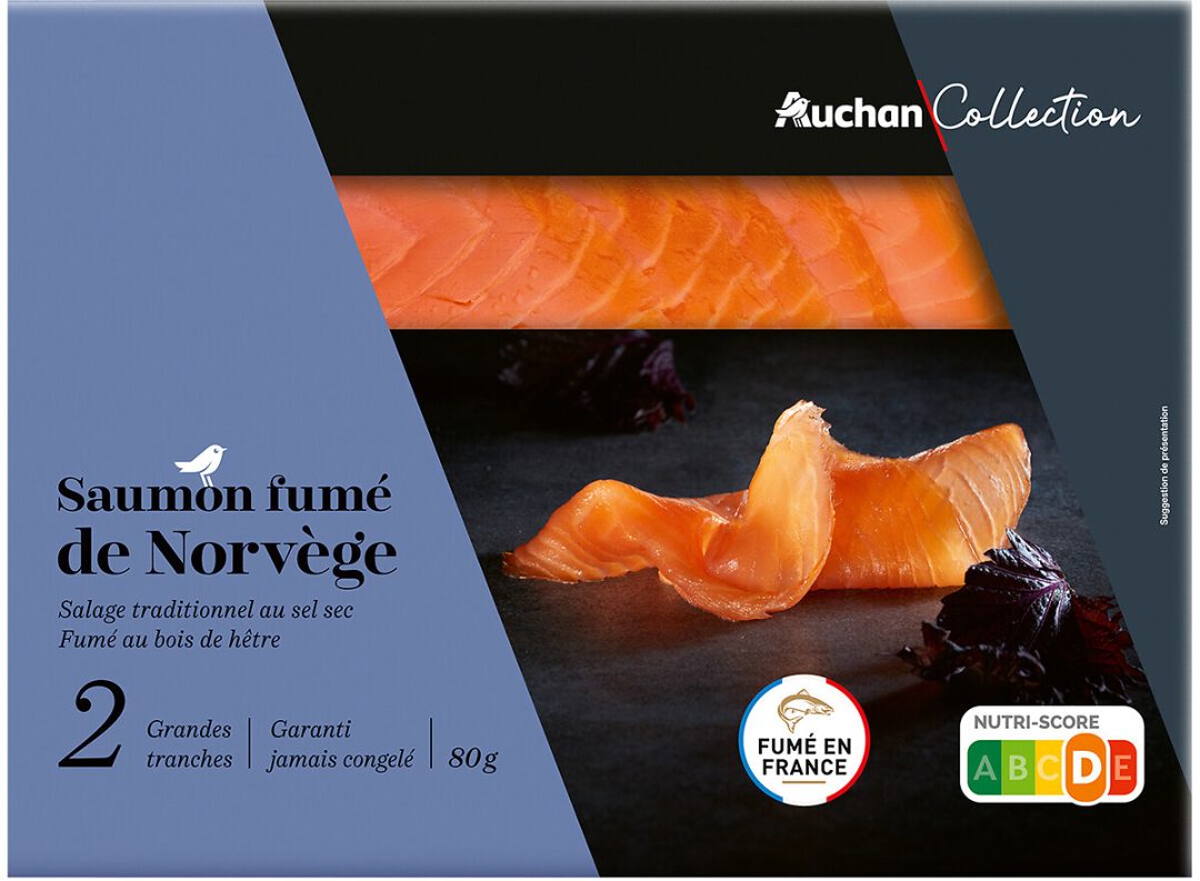 Auchan collection saumon fume norvege 2 tranches 80g : photo du produit rappelé le 05/09/2024