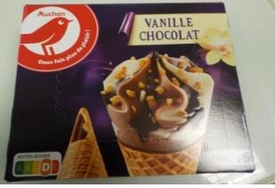 Auchan cone x6 vanille chocolat : photo du produit rappelé le 02/08/2021