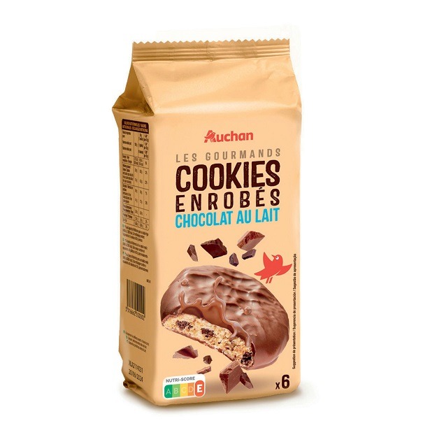 Auchan cookies enrobes de chocolat 180g : photo du produit rappelé le 22/02/2024