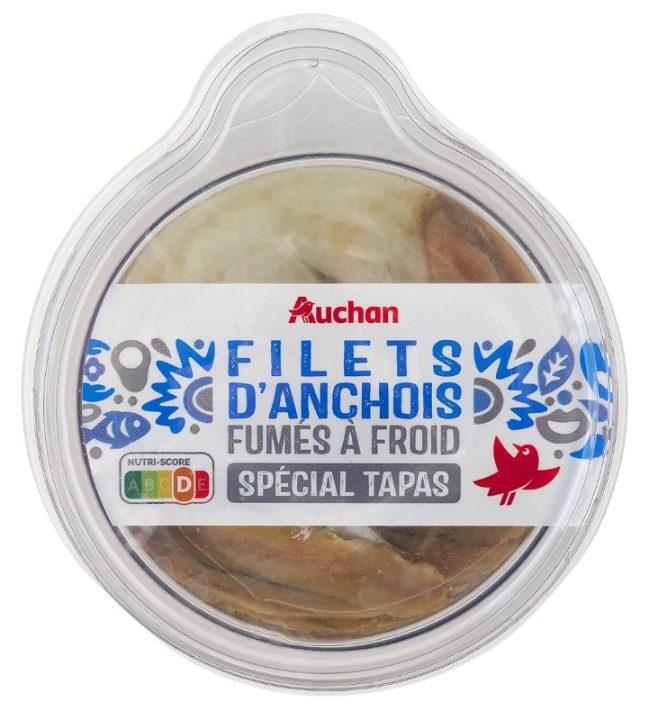 Auchan filets anchois fumes a froid 100g : photo du produit rappelé le 25/09/2024