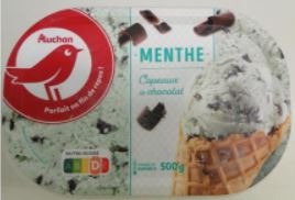 Auchan glace menthe choco 500g : photo du produit rappelé le 07/07/2021