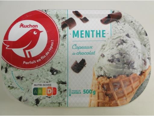Auchan glace menthe choco 500g : photo du produit rappelé le 30/07/2021