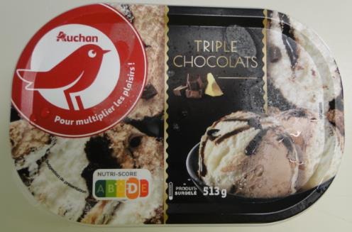 Auchan glace vrac 3 chocolats 513g : photo du produit rappelé le 30/07/2021