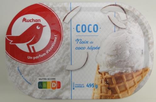 Auchan glace vrac coco 500g : photo du produit rappelé le 30/07/2021