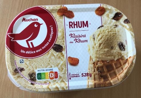 Auchan glace vrac rhum raisins 528g : photo du produit rappelé le 30/07/2021