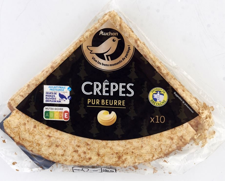 Auchan gourmet crepes pur beurre x10 300g : photo du produit rappelé le 03/09/2021