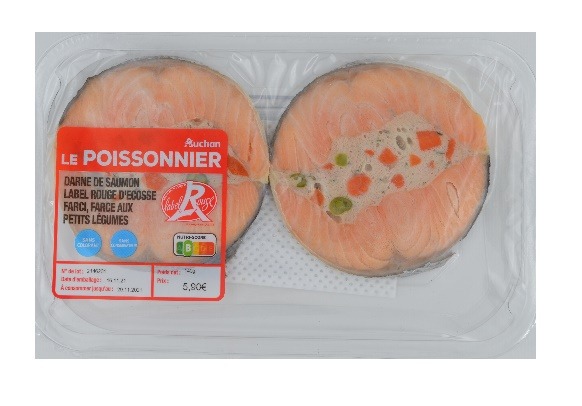 Auchan le poissonnier darne de saumon label rouge farci 2x70g : photo du produit rappelé le 21/01/2022