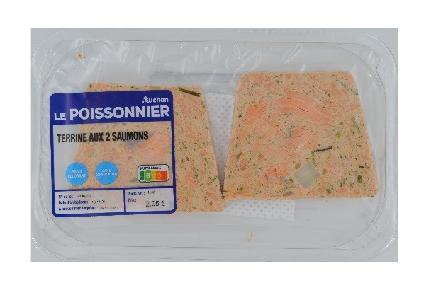 Auchan le poissonnier terrine aux 2 saumons 2x75g : photo du produit rappelé le 21/01/2022