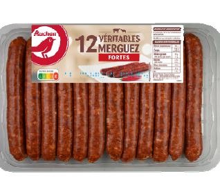 Auchan merguez forte x6 et x12 : photo 2 sur 2 du produit rappelé le 08/10/2021