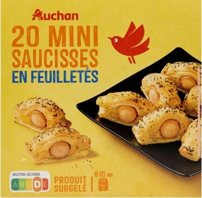 Auchan mini saucisses en feuilletes au pavot x20 350 gr : photo du produit rappelé le 14/11/2025