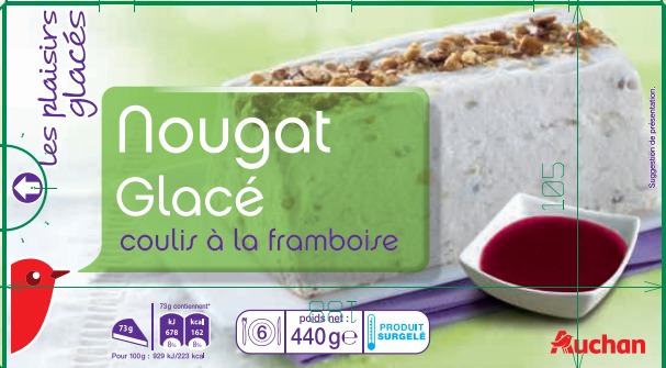 Auchan nougat glace - Auchan surprise glacee : photo du produit rappelé le 23/07/2021