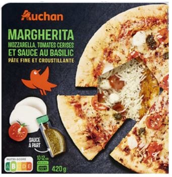 Auchan pizza margherita 420g : photo du produit rappelé le 07/03/2024