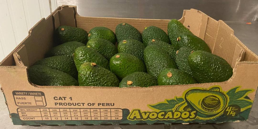 Avocat hass calibre 20 origine pérou cat 1 Avocados : photo du produit rappelé le 10/04/2025