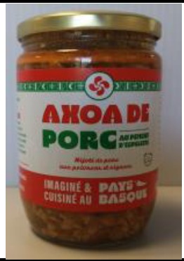 Axoa de porc au piment d'espelette : photo du produit rappelé le 19/08/2022