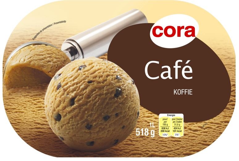 Bac crème glacée café 1l - 518 g Cora : photo du produit rappelé le 24/02/2022