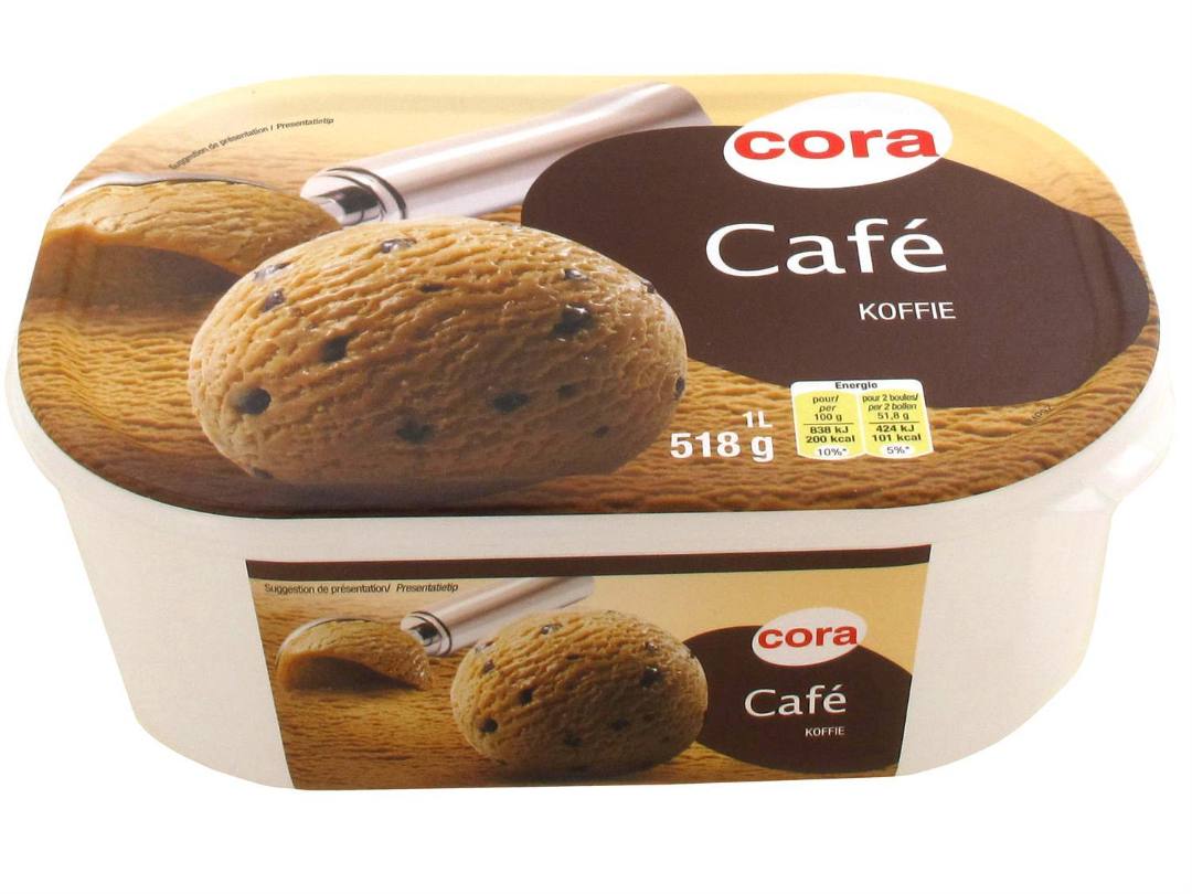 Bac creme glacee cafe 1l - 518 g Cora : photo du produit rappelé le 11/06/2021