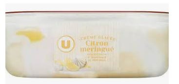 Bac crème glacée citron meringué u 485g : photo du produit rappelé le 03/12/2021
