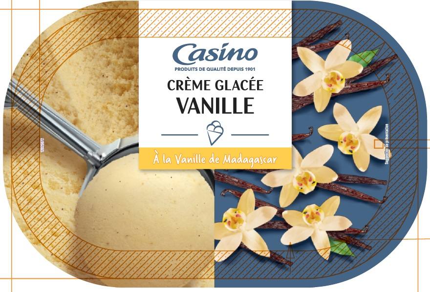 Bac crème glacée vanille 500g / 1l Casino : photo du produit rappelé le 07/07/2021