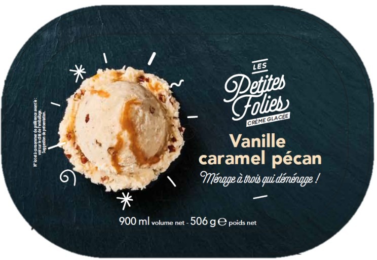 Bac crème glacée vanille caramel pécan Toupargel : photo du produit rappelé le 04/01/2022