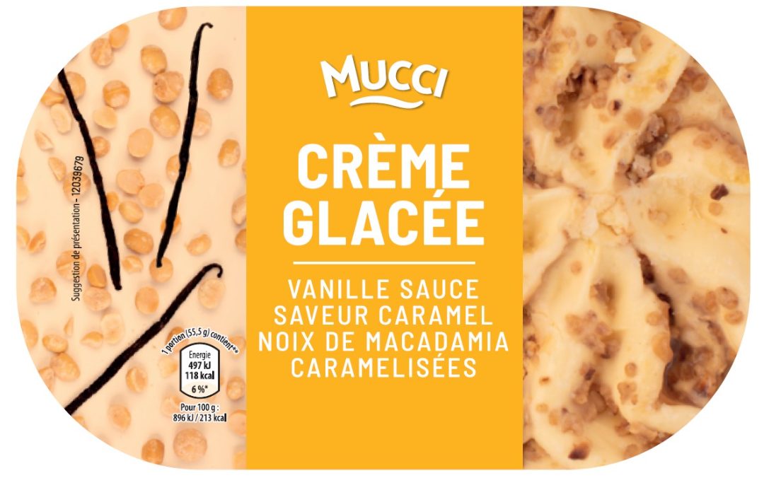 Bac de glace premium 900ml - vanille macadamia, menthe, citron Mucci : photo du produit rappelé le 07/12/2021