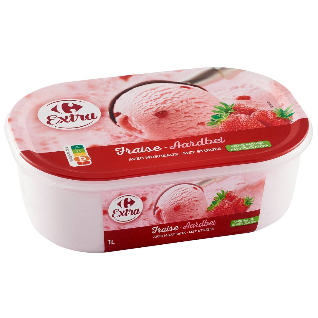 Bac fraise avec morceaux 1l Carrefour Extra : photo du produit rappelé le 29/07/2021