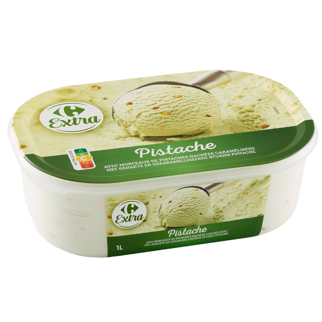 Bac pistache avec morceaux de pistaches 1l Carrefour Extra : photo du produit rappelé le 29/07/2021