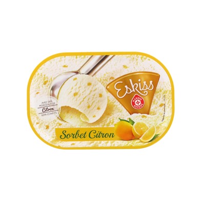 Bac sorbet citron - 1 litre / 550 g Eskiss : photo du produit rappelé le 06/07/2021