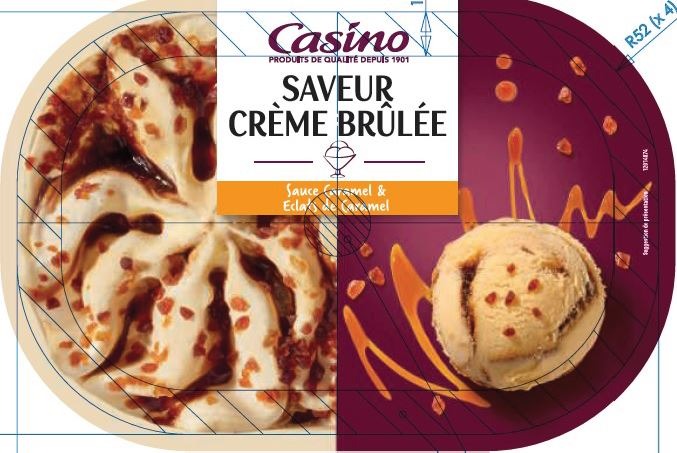 Bacs glaces 900ml Casino façon rocher, vanille pécan, saveur crème brûlée : photo 3 sur 3 du produit rappelé le 30/07/2021