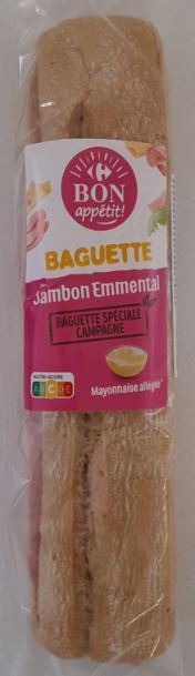 Baguette jambon emmental Carrefour Bon Appétit : photo du produit rappelé le 11/10/2024