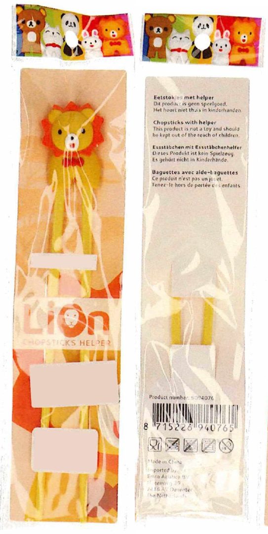 Baguettes avec aide-baguettes // chopsticks helper Lion Chopsticks Helper : photo du produit rappelé le 04/02/2026