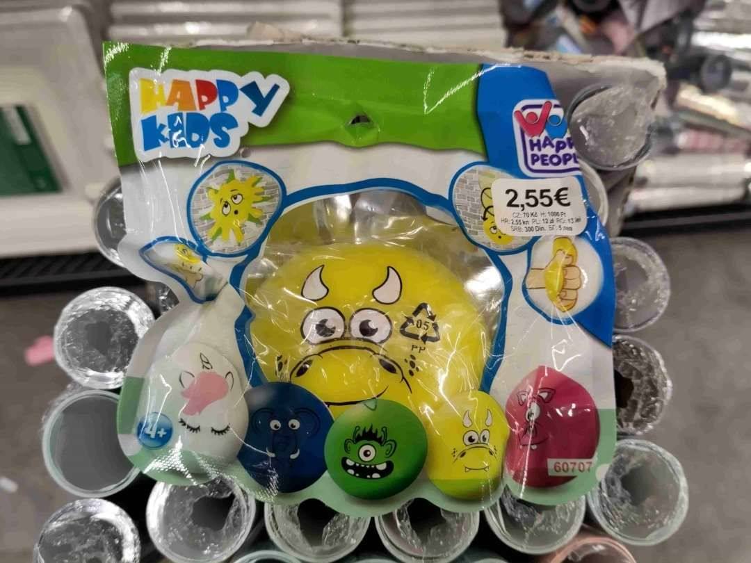Balle squishie jaune happy kids Happy People : photo du produit rappelé le 30/04/2024