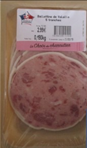 Ballottine de volaille (5 tr) 190 g Le Choix du Charcutier : photo du produit rappelé le 19/11/2024